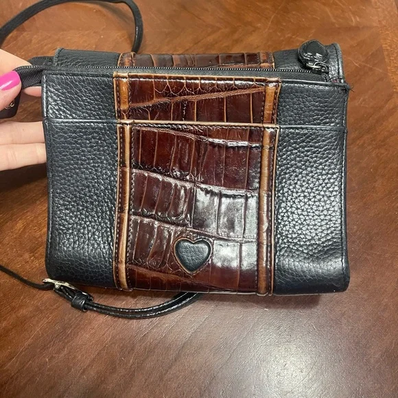 BRIGHTON LEATHERCROC PRINT CROSSBODY BAG ORGANIZER Purse
